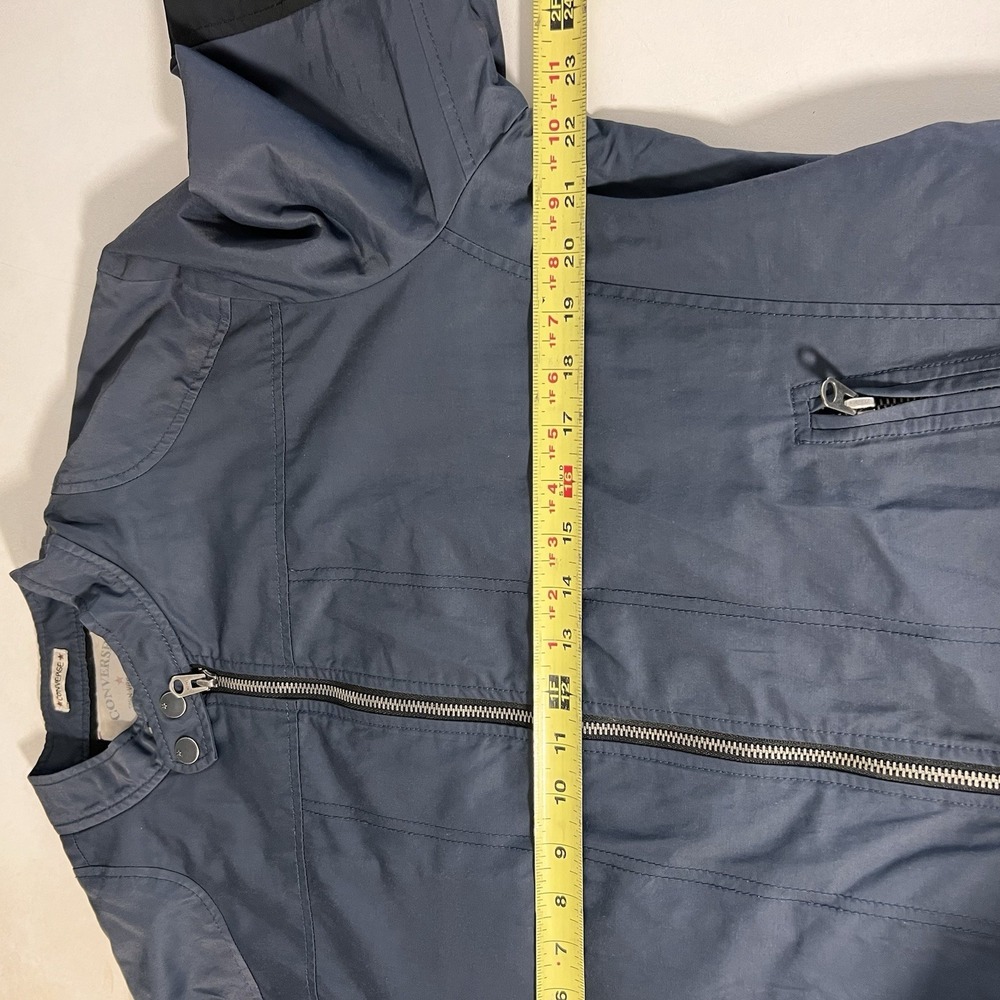 John Varvatos‎ X Converse Biker Jacket Mens L Blue Soft Shell Full Zip Punk - Picture 5 of 7